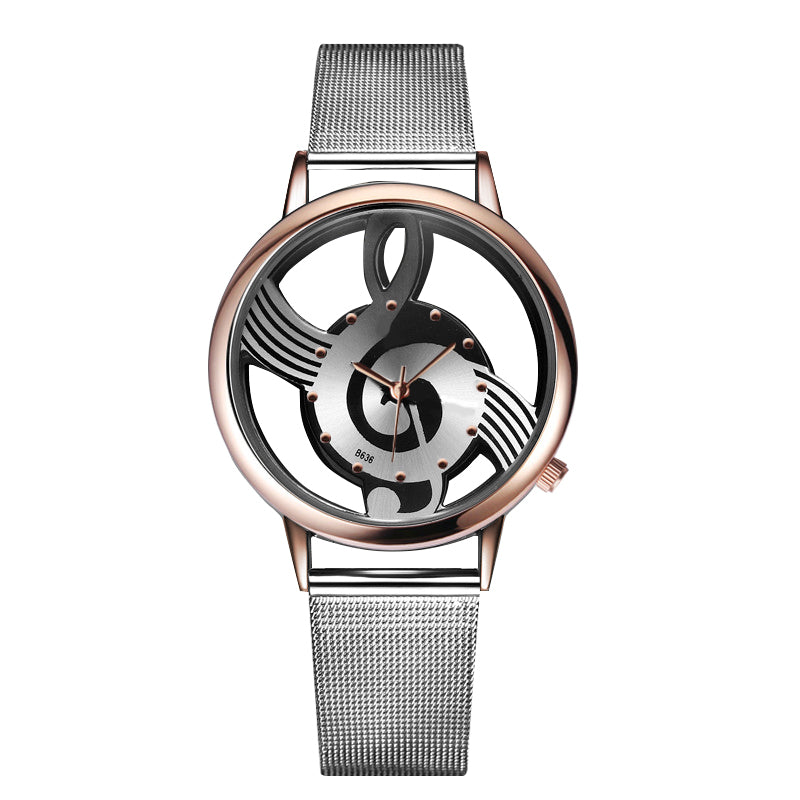 fashion & casual Music note Stainless Steel Wrist watch Unisex Silver Color Watch