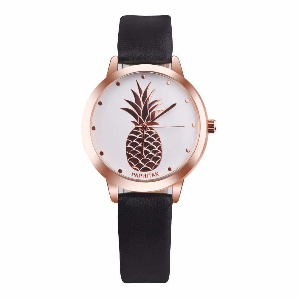 Pineapple Leather Band Analog Quartz Female Sport Watches