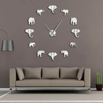 Elephant Mirror Effect Large Wall Clock Home Decor