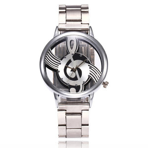 2017 New Fashion Hollow Music Notation Stainless Steel Quartz  Watches